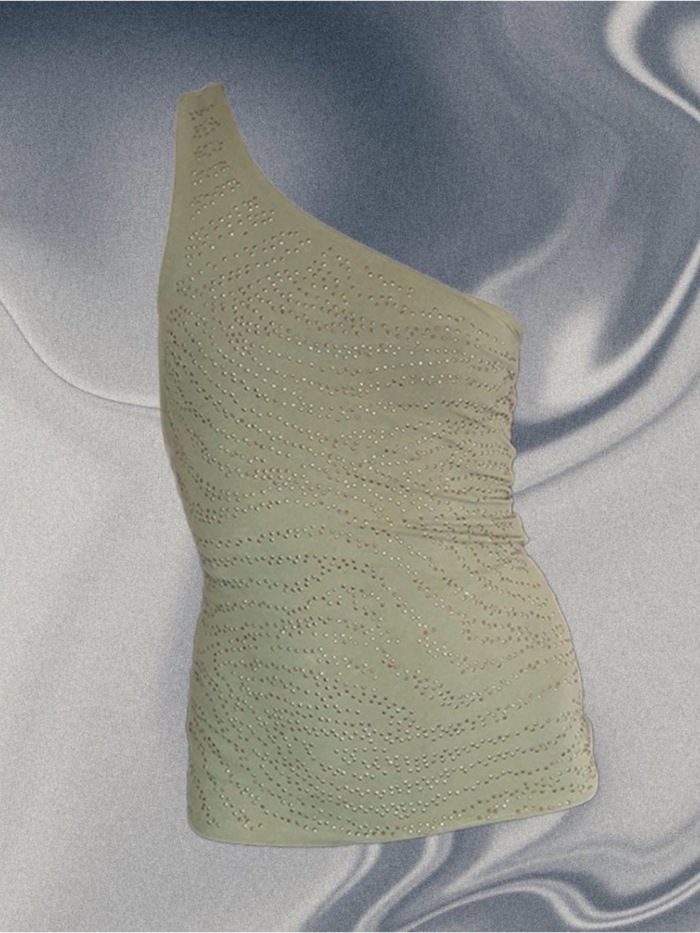 Y2K One-Shoulder Green Embellished Top